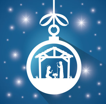 silhouette manger merry christmas design design vector illustration eps 10