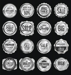 Silver retro vintage labels collection