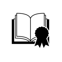 textbook with medal icon vector illustration design