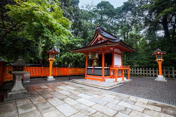 Holiday in Japan - Raining day in Torii Gates, Fushimi Inari Shrine, Kyoto