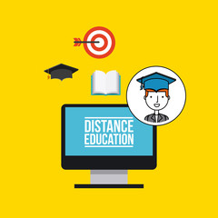 distance education flat icons vector illustration design