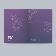 Report cover template for business annual reporting. Vector polygonal line art background with geometric shapes and space  text.