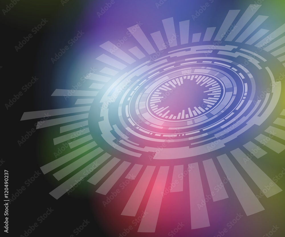 Aufkleber technological abstract background pattern, radiation and location, vector illustration