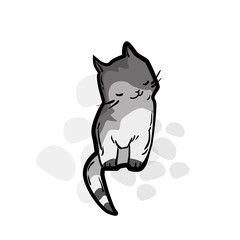 Cute cat in funny cartoon style