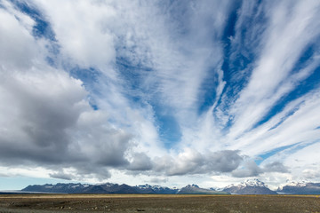 View at Icelandic plains during summertime