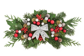 Christmas Floral Decoration with Bow