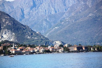 Fototapeta premium View from Stresa to Baveno at Lake Maggiore, Piedmont Italy
