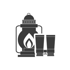 kerosene lantern with camping icon vector illustration design