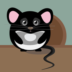 Abstract cute gray sad mouse. Nice character for kids illustration