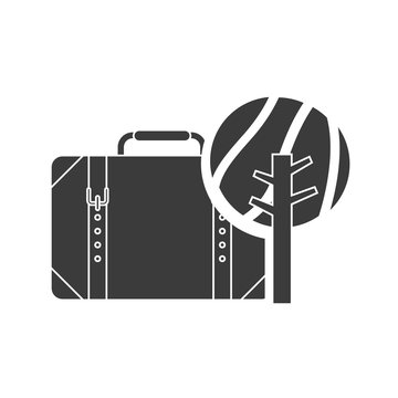 switcase with camping icon vector illustration design