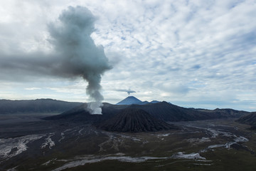 Bromo volcano eruption on Java island in Indonesia