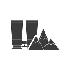 binoculars with camping icon vector illustration design