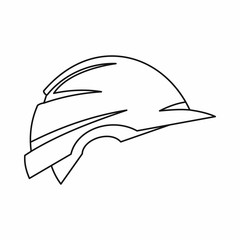 Construction helmet icon in outline style on a white background vector illustration