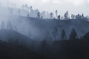 Dangerous trip Inside Ijen volcano crater