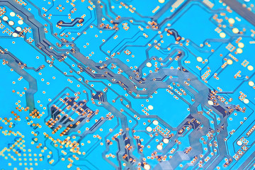 Electronic circuit board close up.