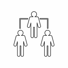 Connecting people, social network icon in outline style on a white background vector illustration