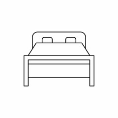 Double bed icon in outline style on a white background vector illustration