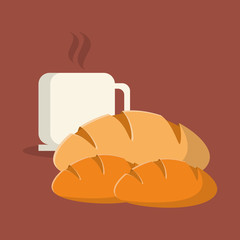 flat design coffee mug  and pastry image vector illustration 