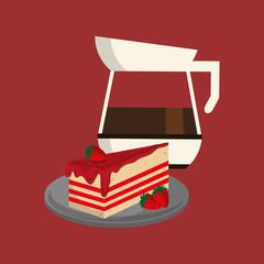 flat design coffee jug  and pastry image vector illustration 