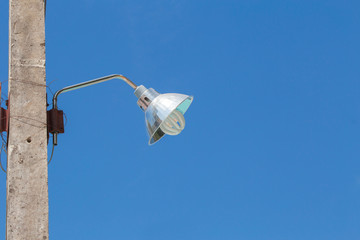rural street lamp or road light post with space for text