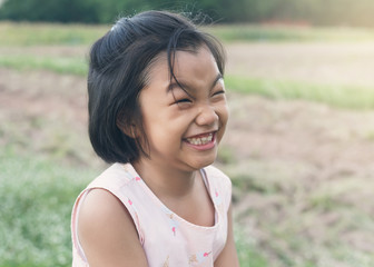 A cute Girl smiling That newly Permanent teeth that are just out