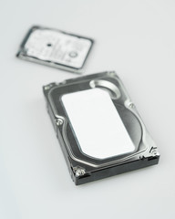 Fototapeta na wymiar Blurred background image of harddisk drive isolated on the white background