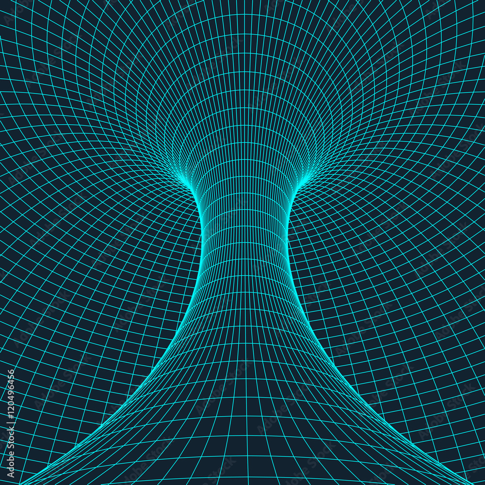 Poster wireframe torus with connected lines and dots . mesh polygonal element. vector illustration eps10.