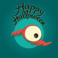 Zombie eye Happy Halloween illustration