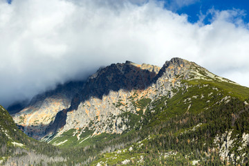 Naklejka premium Tatra autumn season. View of forests and mountains.