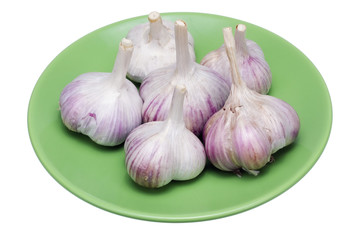  Ukrainian garlic lies on  plate