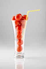 cherry tomatoes in a glass