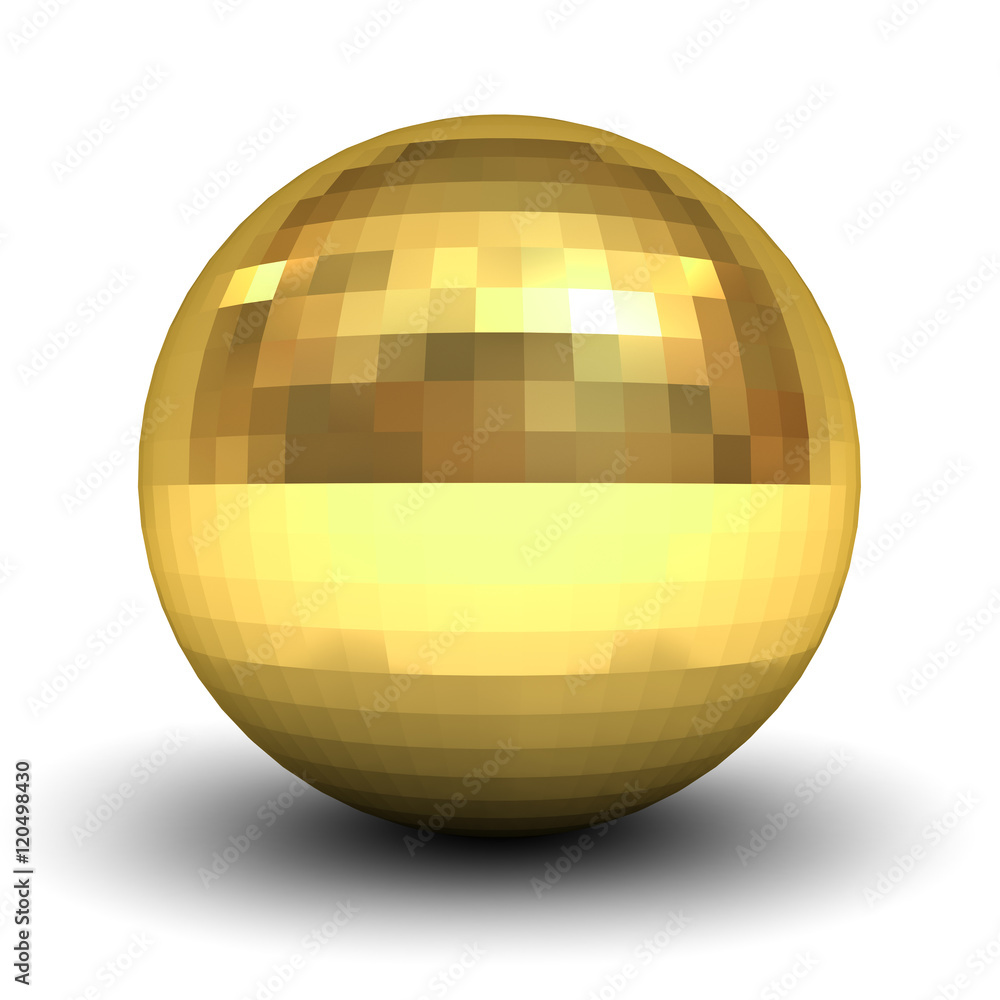 Aufkleber polygonal gold sphere isolated over white background with shadow 3d rendering