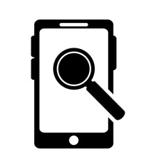 flat design modern cellphone and magnifying glass icon vector illustration 