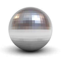 Metallic polygonal chrome sphere isolated over white background with shadow 3D rendering
