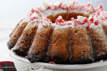 Christmas homemade cake with candy cane