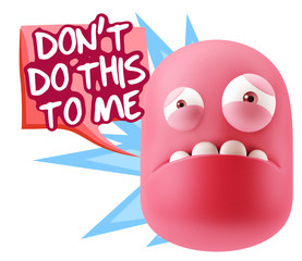 3d Illustration Sad Character Emoji Expression saying Don't do t