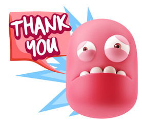3d Illustration Sad Character Emoji Expression saying Thank You