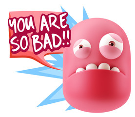 3d Illustration Sad Character Emoji Expression saying You are so
