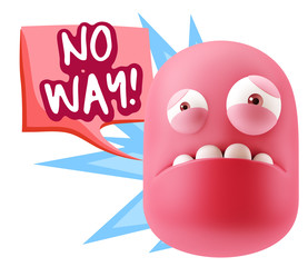 3d Illustration Sad Character Emoji Expression saying No Way wit
