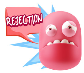 3d Illustration Sad Character Emoji Expression saying Rejection