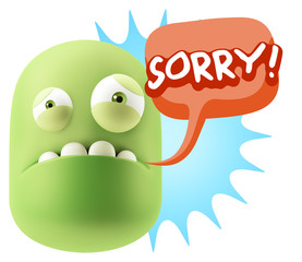 3d Illustration Sad Character Emoji Expression saying Sorry with