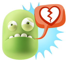 3d Illustration Sad Character Emoji Expression saying Broken Hea