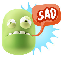 3d Illustration Sad Character Emoji Expression saying Sad with C