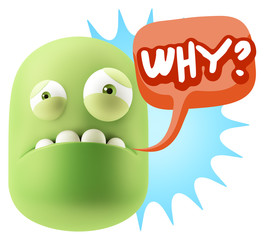 3d Illustration Sad Character Emoji Expression saying Why? with