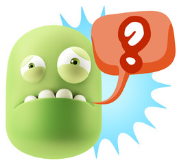 3d Illustration Sad Character Emoji Expression saying Question M
