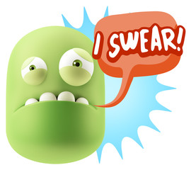 3d Illustration Sad Character Emoji Expression saying I Swear wi
