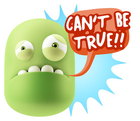 3d Illustration Sad Character Emoji Expression saying Can't be T