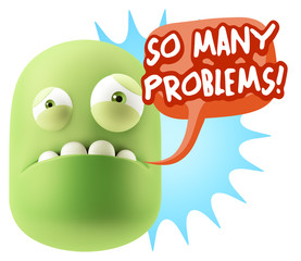 3d Illustration Sad Character Emoji Expression saying So Many Pr