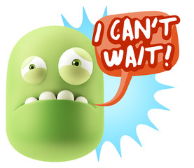 3d Illustration Sad Character Emoji Expression saying I Can't Wa