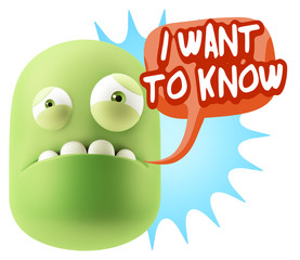 3d Illustration Sad Character Emoji Expression saying I Want to